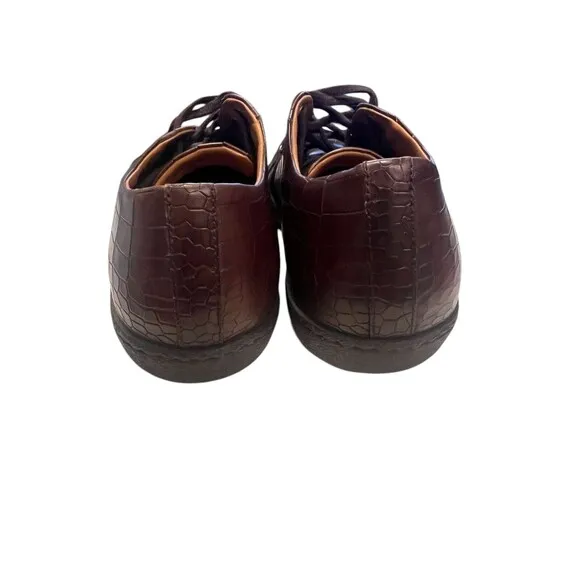 Magnanni Saks Fifth Avenue Mens Sz 8 Croc Embossed Leather Lace Up Casual Shoes