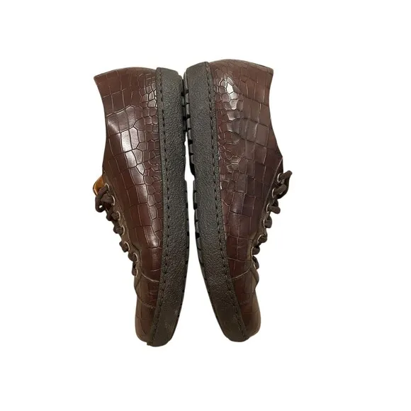 Magnanni Saks Fifth Avenue Mens Sz 8 Croc Embossed Leather Lace Up Casual Shoes