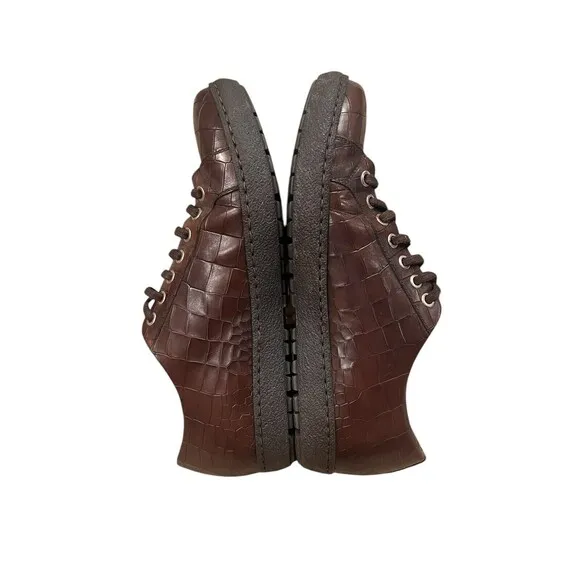 Magnanni Saks Fifth Avenue Mens Sz 8 Croc Embossed Leather Lace Up Casual Shoes