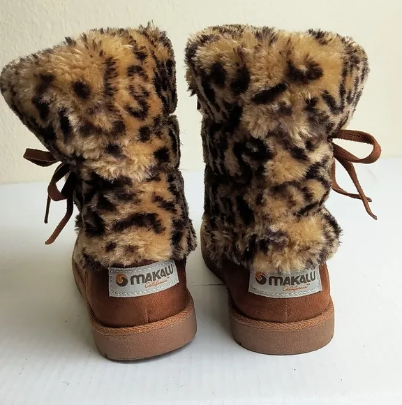 MAKALU California WinterLand Faux Fur Lining Cheetah Print Big Girl/Big Kid 4M