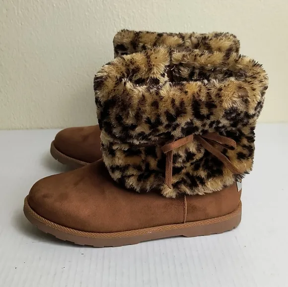 MAKALU California WinterLand Faux Fur Lining Cheetah Print Big Girl/Big Kid 4M