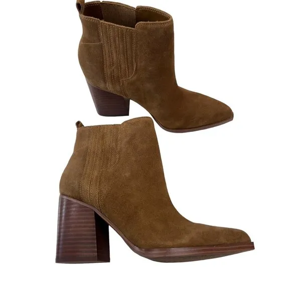 Marc Fisher Women Matter Suede Leather Pointed Toe Ankle Boots SZ 8.5M-Pull On