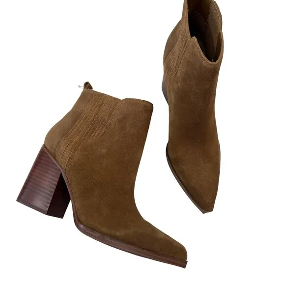 Marc Fisher Women Matter Suede Leather Pointed Toe Ankle Boots SZ 8.5M-Pull On