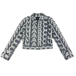 Marc Jacobs Monogram Denim Jacket Size XS Dark Blue Designer B32