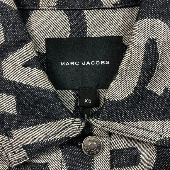 Marc Jacobs Monogram Denim Jacket Size XS Dark Blue Designer B32