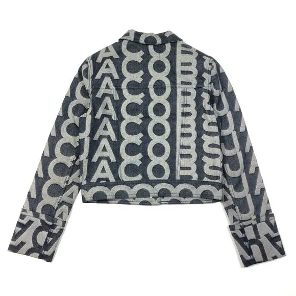 Marc Jacobs Monogram Denim Jacket Size XS Dark Blue Designer B32