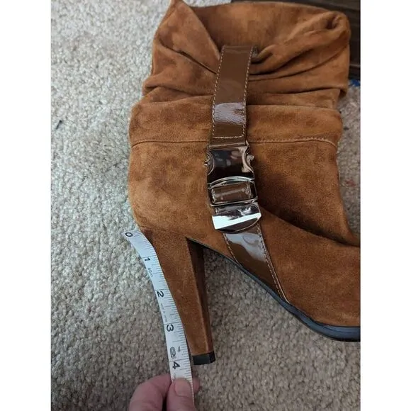 Mario Rossini Women’s EU 40 US 10 Cognac Brown Slouch Heeled Booties Boots