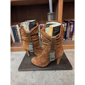Mario Rossini Women’s EU 40 US 10 Cognac Brown Slouch Heeled Booties Boots