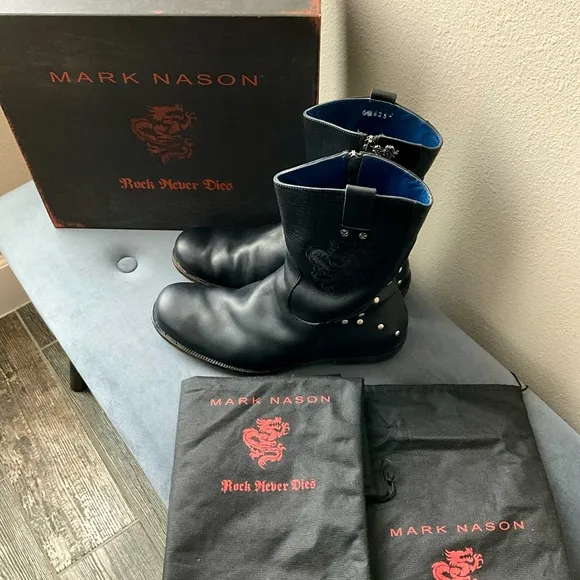 Mark Nason black leather boots