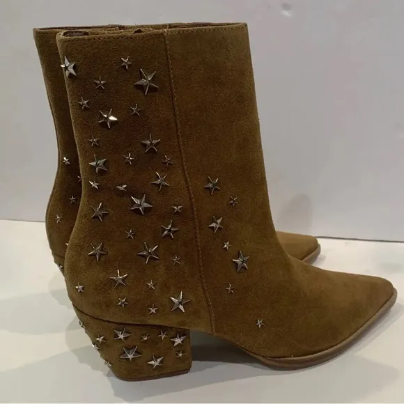 Matisse Caty Women Cowboy Boots Star Studded Fawn Suede Limited Edition Sz 9 New