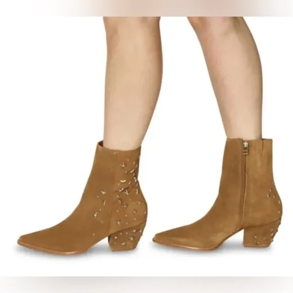 Matisse Caty Women Cowboy Boots Star Studded Fawn Suede Limited Edition Sz 9 New