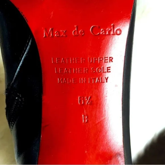Max de Carlo Women Italian LEATHER Stiletto 2.5” Boots RED Sole Size 6.5 NEW