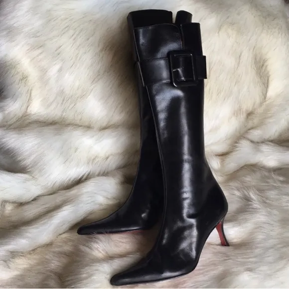 Max de Carlo Women Italian LEATHER Stiletto 2.5” Boots RED Sole Size 6.5 NEW