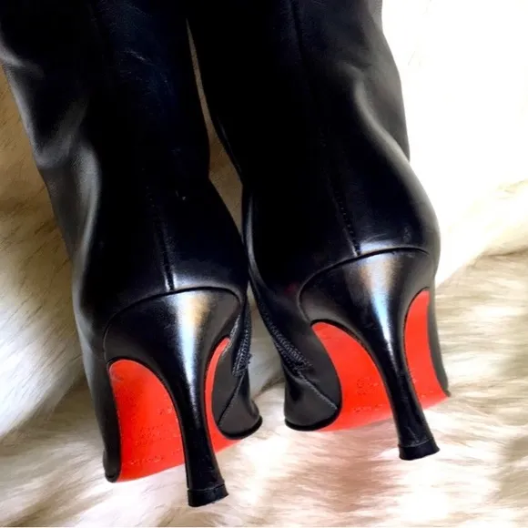 Max de Carlo Women Italian LEATHER Stiletto 2.5” Boots RED Sole Size 6.5 NEW