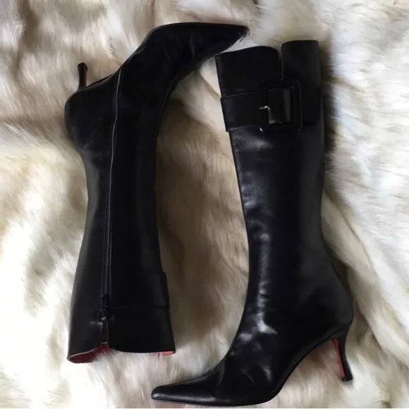 Max de Carlo Women Italian LEATHER Stiletto 2.5” Boots RED Sole Size 6.5 NEW