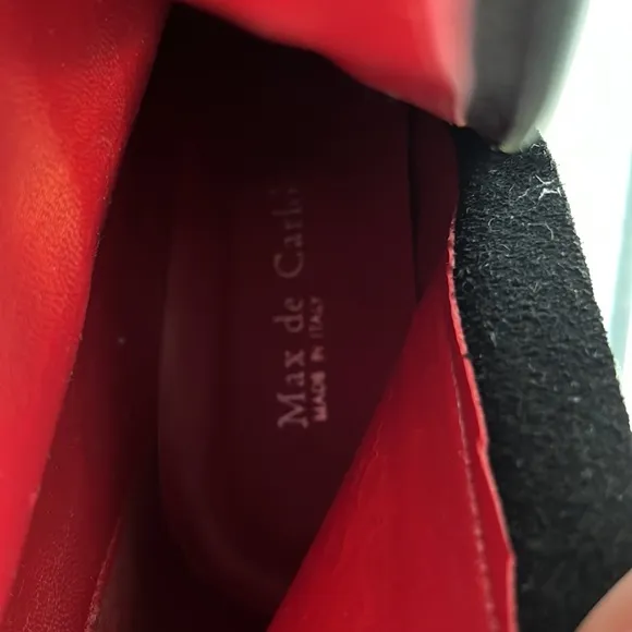 Max de Carlo Women Italian LEATHER Stiletto 2.5” Boots RED Sole Size 6.5 NEW