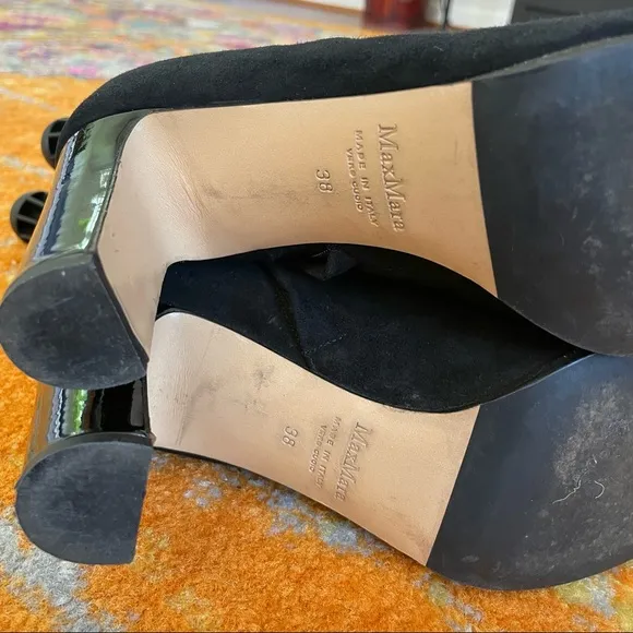 MaxMara Women Ankle Boots Black Suede Leather Size EU 38 (7)