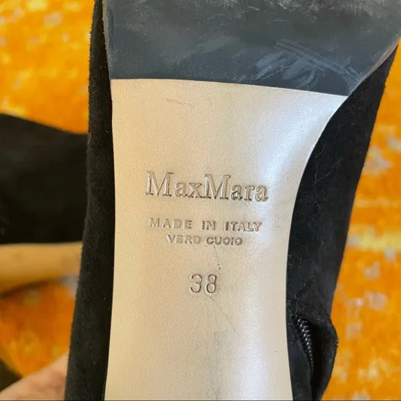 MaxMara Women Ankle Boots Black Suede Leather Size EU 38 (7)