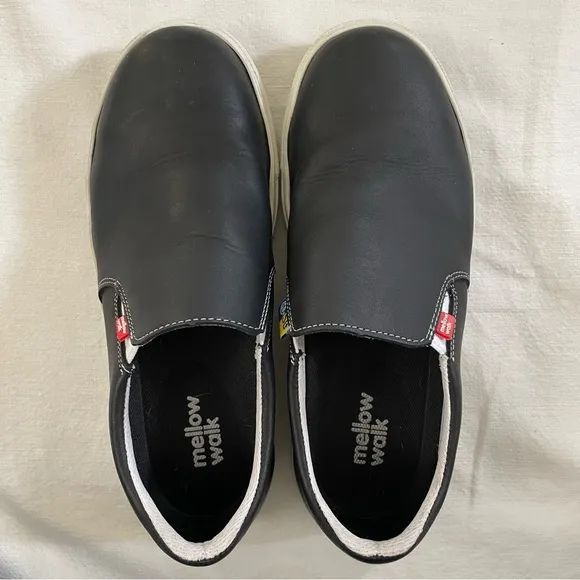 Mellow Walk Owen/Jessica steel toe shoes. Black  slip on women’s size 7.5