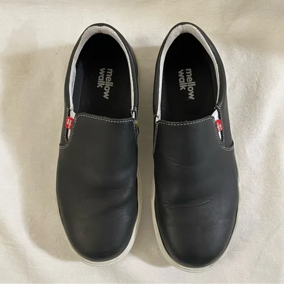 Mellow Walk Owen/Jessica steel toe shoes. Black  slip on women’s size 7.5