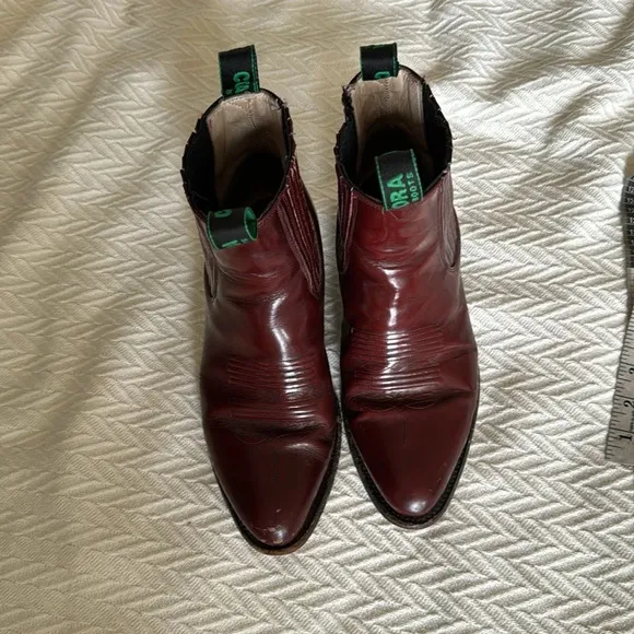 Men's burgundy western Cowboy ankle Boots 7.5 Mexican size 26 1/2 by Indomables