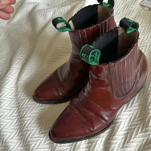 Men's burgundy western Cowboy ankle Boots 7.5 Mexican size 26 1/2 by Indomables