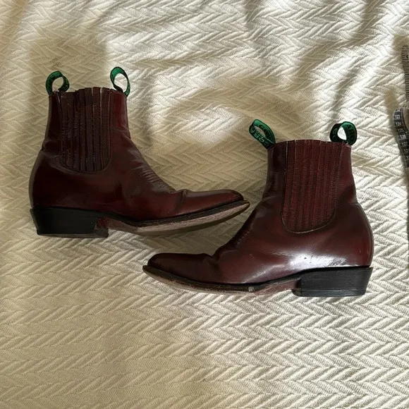 Men's burgundy western Cowboy ankle Boots 7.5 Mexican size 26 1/2 by Indomables