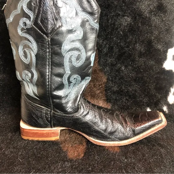 Men’s Cowboy Ostrich and Cowhide Leather Boots Sz 9