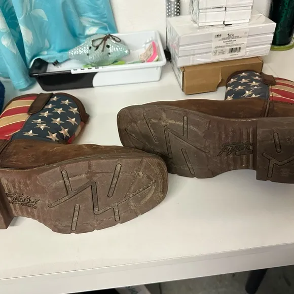 Men’s Durango Leather US Flag Patriotic Cowboy Boots Size 9M