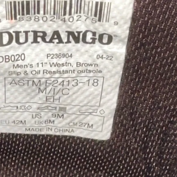 Men’s Durango Leather US Flag Patriotic Cowboy Boots Size 9M