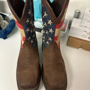 Men’s Durango Leather US Flag Patriotic Cowboy Boots Size 9M