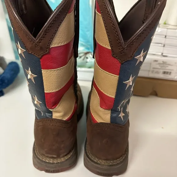 Men’s Durango Leather US Flag Patriotic Cowboy Boots Size 9M