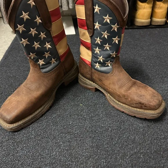 Men’s Durango Leather US Flag Patriotic Cowboy Boots Size 9M