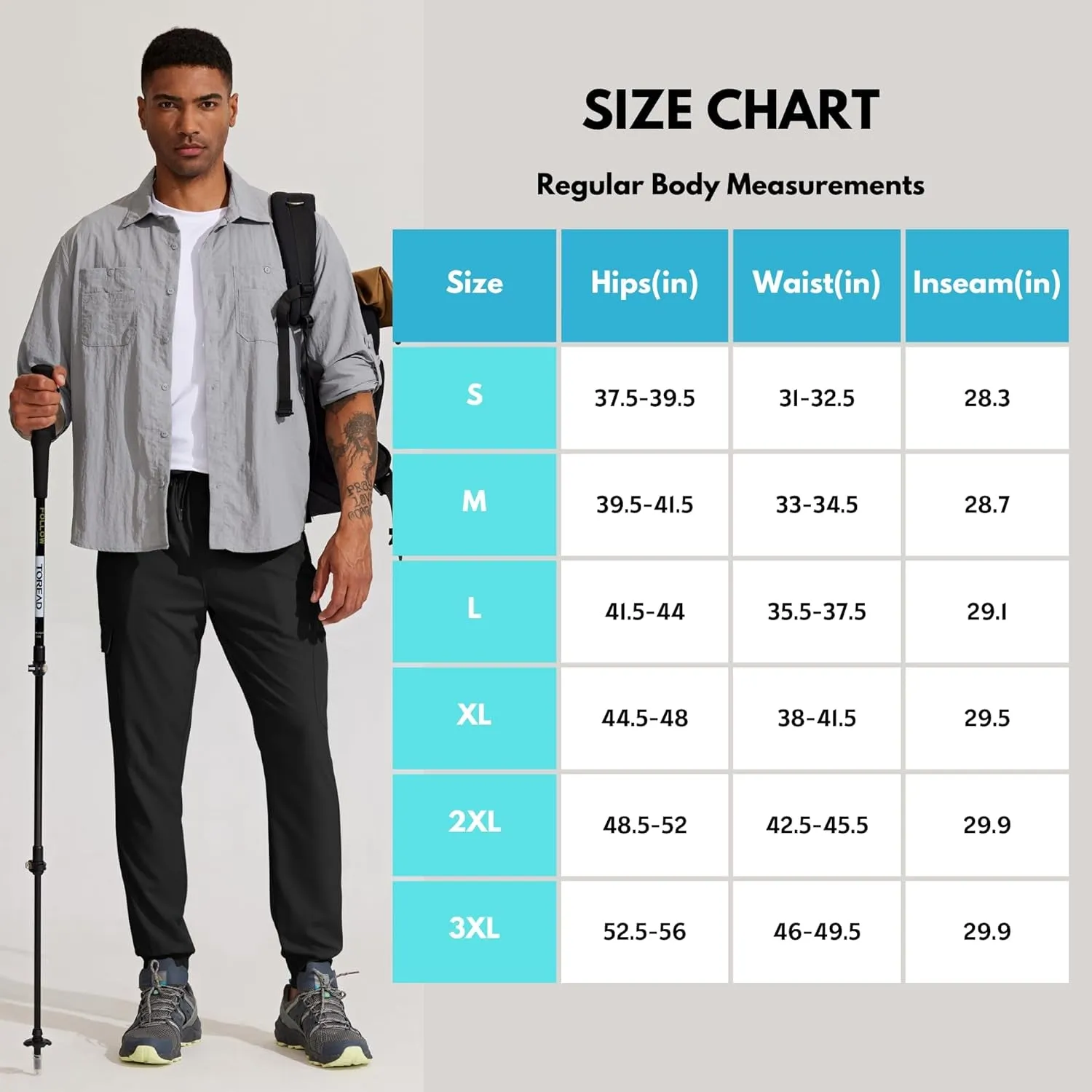 Men'S Hiking Cargo Travel Pants Lightweight Quick Dry Running Joggers Athletic Outdoor Pants with Zipper Pockets