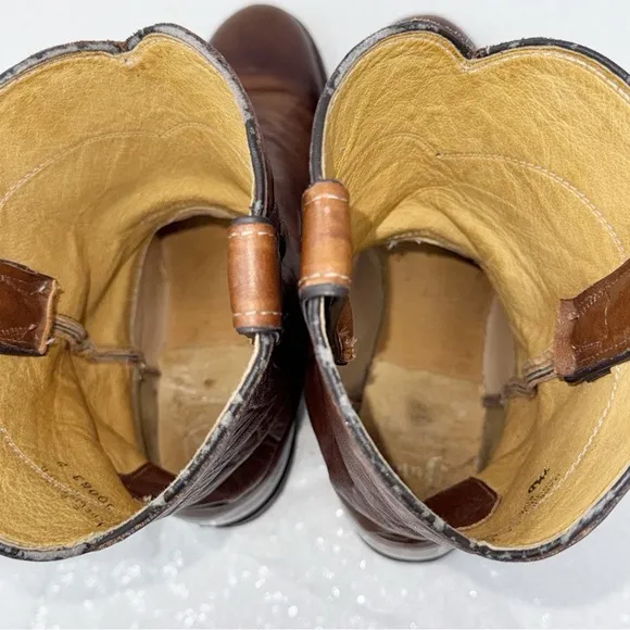 Men’s Justin USA Brown Leather Round Toe western Roper Cowboy boots 91/2D