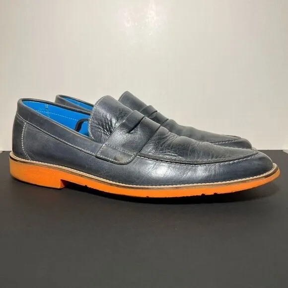 Mens MICHAEL TOSCHI SL Cabo Steel Gray Leather Penny Loafer / Size 10 US