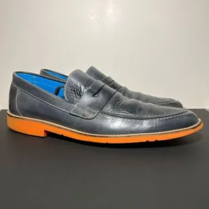 Mens MICHAEL TOSCHI SL Cabo Steel Gray Leather Penny Loafer / Size 10 US
