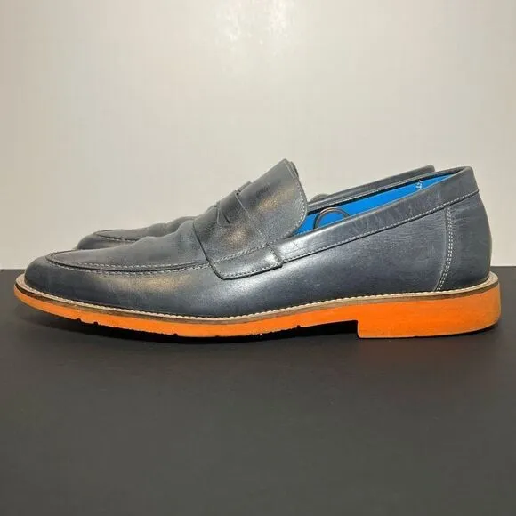 Mens MICHAEL TOSCHI SL Cabo Steel Gray Leather Penny Loafer / Size 10 US