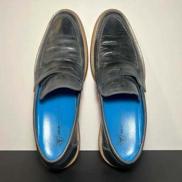 Mens MICHAEL TOSCHI SL Cabo Steel Gray Leather Penny Loafer / Size 10 US