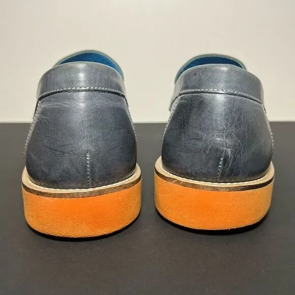 Mens MICHAEL TOSCHI SL Cabo Steel Gray Leather Penny Loafer / Size 10 US