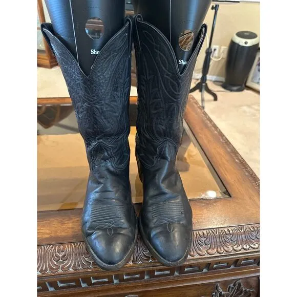 Men’s Nocona Genuine Leather Black Western Cowboy Boots. Size 10