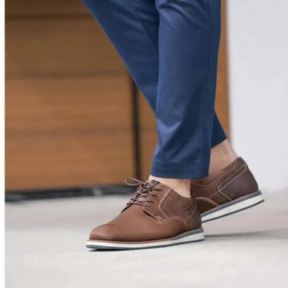Men's Nunn Bush Circuit‎ Plain Toe Oxford Walking Shoes Brandy