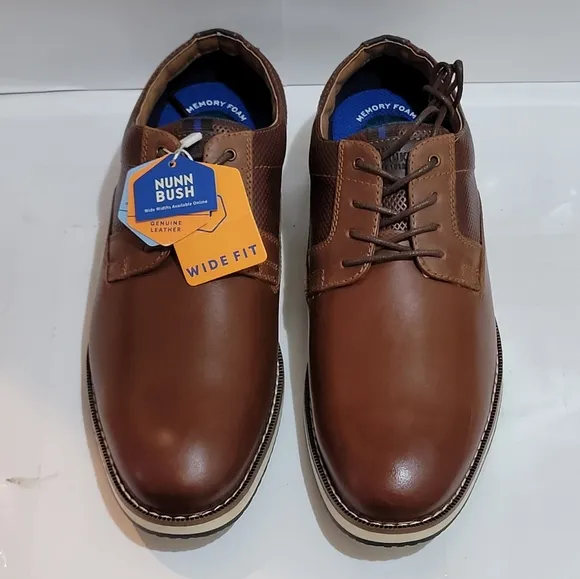 Men's Nunn Bush Circuit‎ Plain Toe Oxford Walking Shoes Brandy