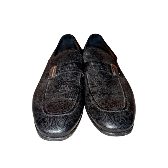 Men's Salvatore Ferragamo Black Leather Slip On Loafer Dress Business Shoes 10D