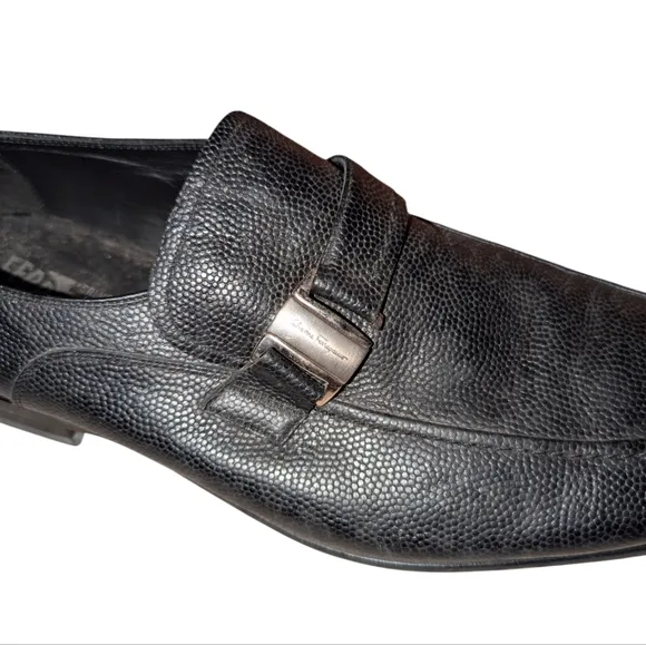 Men's Salvatore Ferragamo Black Leather Slip On Loafer Dress Business Shoes 10D