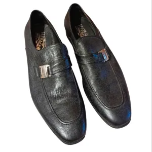 Men's Salvatore Ferragamo Black Leather Slip On Loafer Dress Business Shoes 10D