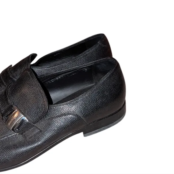 Men's Salvatore Ferragamo Black Leather Slip On Loafer Dress Business Shoes 10D