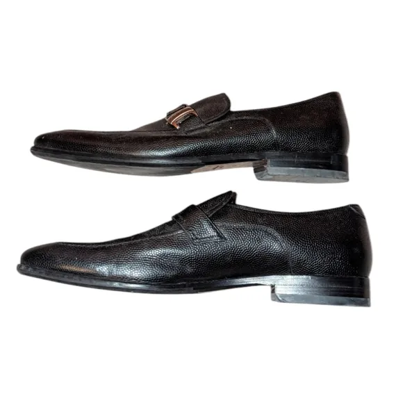 Men's Salvatore Ferragamo Black Leather Slip On Loafer Dress Business Shoes 10D
