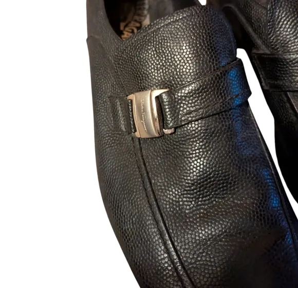 Men's Salvatore Ferragamo Black Leather Slip On Loafer Dress Business Shoes 10D