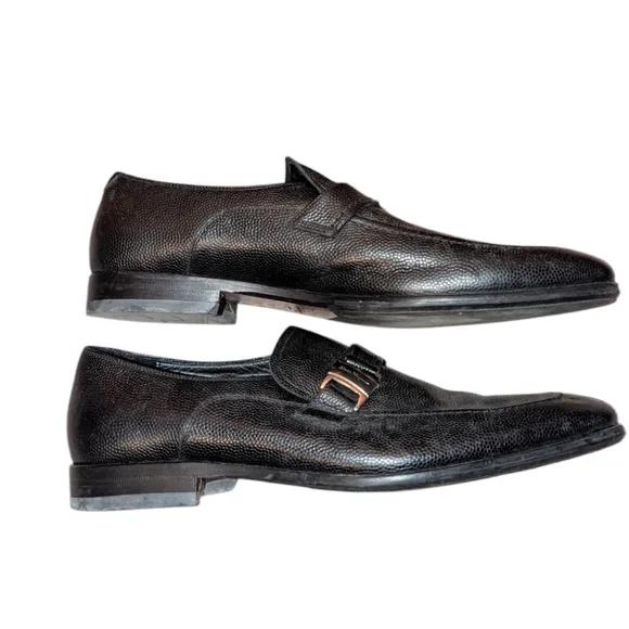 Men's Salvatore Ferragamo Black Leather Slip On Loafer Dress Business Shoes 10D